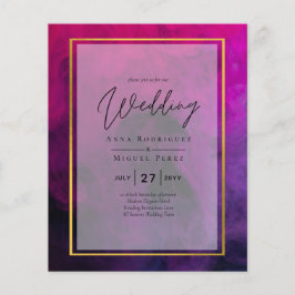 Flyer InVITACIÓN DE Boda Intensa Magenta Pluma Púrpura