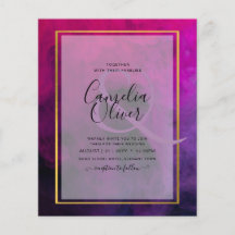 InVITACIÓN DE Boda Intensa Magenta Pluma Púrpura