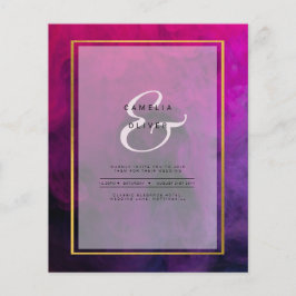 Flyer InVITACIÓN DE Boda Intensa Magenta Pluma Púrpura