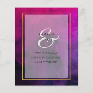 Flyer InVITACIÓN DE Boda Intensa Magenta Pluma Púrpura
