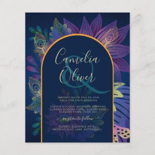 Flyer INVITACIÓN de boda LeahG Navy Púrpura Dorado TONOS
