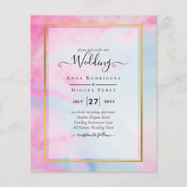 Flyer INVITACIÓN de boda LeahG Rosa Aqua Azul Dorado TIN