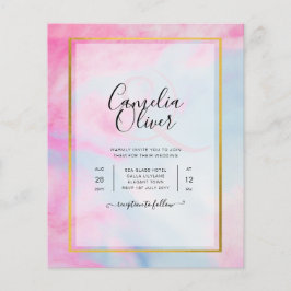 Flyer INVITACIÓN de boda LeahG Rosa Aqua Azul Dorado TIN