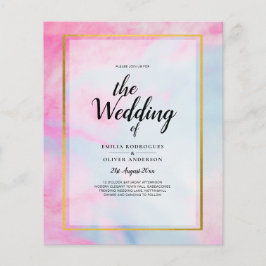 Flyer INVITACIÓN de boda LeahG Rosa Aqua Azul Dorado TIN