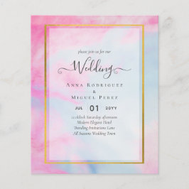 Flyer INVITACIÓN de boda LeahG Rosa Aqua Azul Dorado TIN