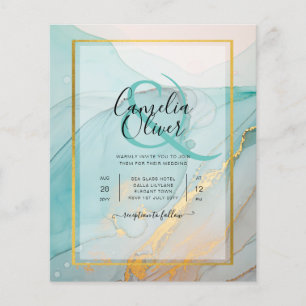Flyer INVITACIÓN de boda LeahG Vidrio de Mar Turquesa Do