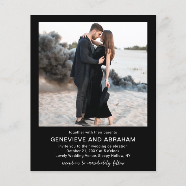 Flyer Invitación de boda moderna con código QR de foto n (Frente)