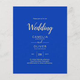 Flyer Invitación de boda monocroma azul real con presupu