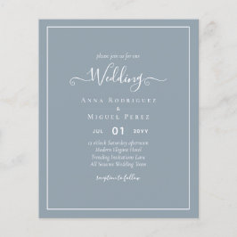 Flyer Invitación de Boda Monocroma LeahG Dusty Blue