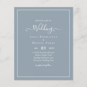 Flyer Invitación de Boda Monocroma LeahG Dusty Blue