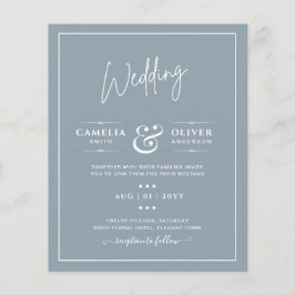 Flyer Invitación de boda monocroma LeahG Dusty Blue