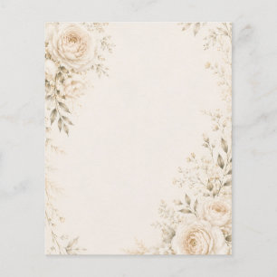 Flyer Invitación de Boda Neutral con Florales Refinados