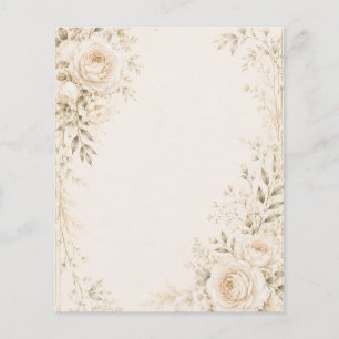 Flyer Invitación de Boda Neutral con Florales Refinados