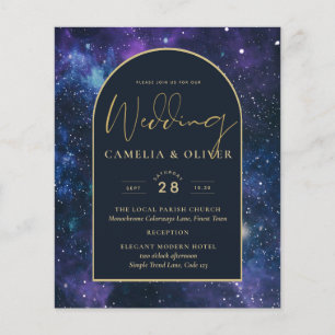 Flyer INVITACIÓN de boda Noche estrellada Púrpura Azul N
