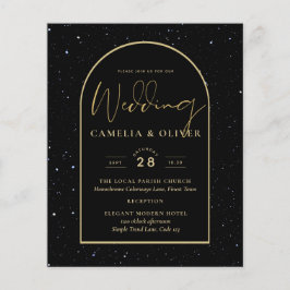 Flyer INVITACIÓN DE Boda Nocturna Starry BLACK GOLD