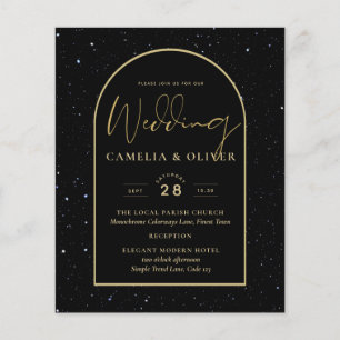 Flyer INVITACIÓN DE Boda Nocturna Starry BLACK GOLD