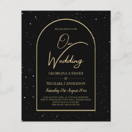 Flyer INVITACIÓN DE Boda Nocturna Starry BLACK GOLD
