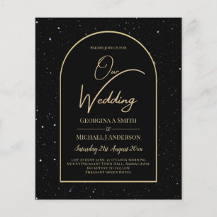Flyer INVITACIÓN DE Boda Nocturna Starry BLACK GOLD