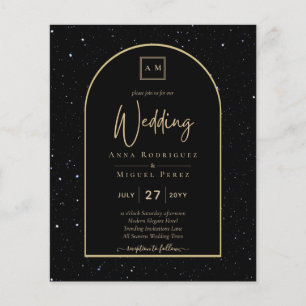 Flyer INVITACIÓN DE Boda Nocturna Starry BLACK GOLD