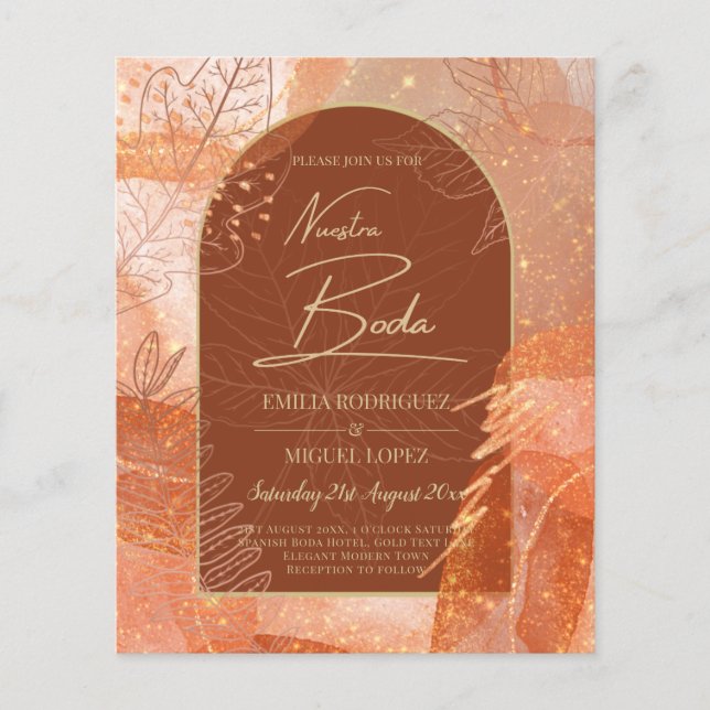 Flyer INVITACIÓN DE BODA Otoño de Terracota (Frente)