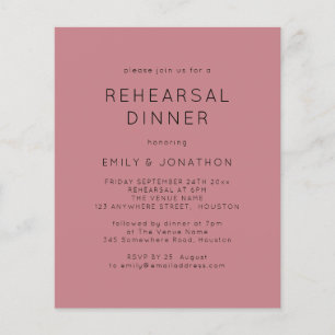 Flyer Invitación de boda para cena de ensayo de rosa sim