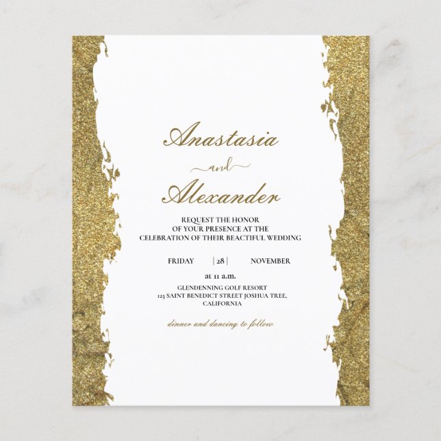 Flyer Invitación de boda Presupuesto/Oro. (Frente)