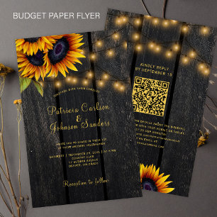 Flyer Invitación de boda rústica con código QR económico