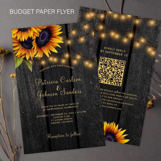 Flyer Invitación de boda rústica con código QR económico (Subido por el creador)