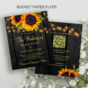Flyer Invitación de boda rústica con código QR económico