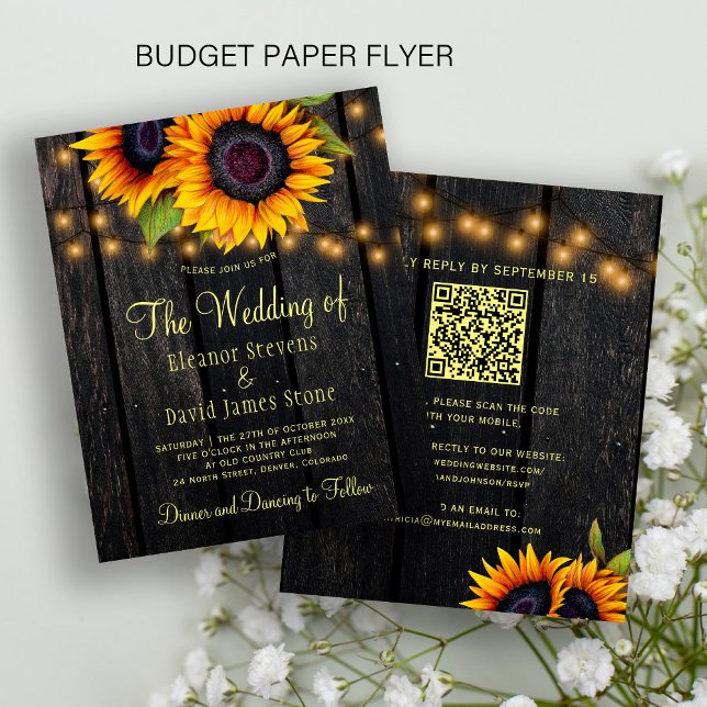 Flyer Invitación de boda rústica con código QR económico (Subido por el creador)
