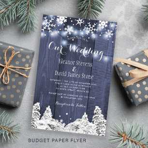 Flyer Invitación de boda rústica con copos de nieve de i