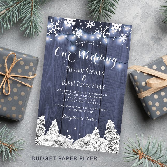 Flyer Invitación de boda rústica con copos de nieve de i (Subido por el creador)
