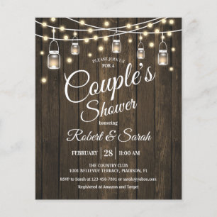 Flyer Invitación de boda rústica de madera para pareja c