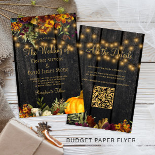 Flyer Invitación de boda rústica de otoño con presupuest