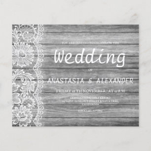 Flyer Invitación de boda rústica económica.