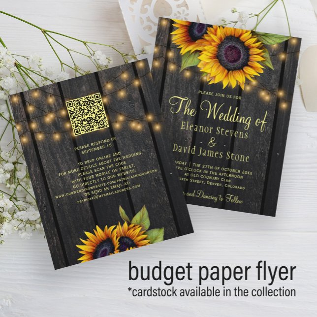 Flyer Invitación de boda rústica elegante con código QR  (Subido por el creador)