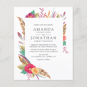 Flyer Invitación de boda safari floral con acuarela econ