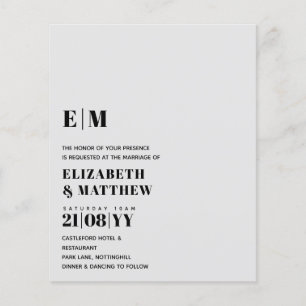 Flyer Invitación de Boda Simple Solo Texto Clásico NEGRI