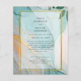 Flyer INVITACIÓN de boda tinta azul verdoso vidrio de ma