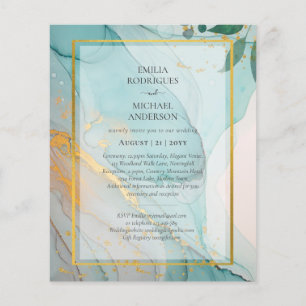 Flyer INVITACIÓN de boda tinta azul verdoso vidrio de ma