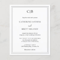Invitación de boda tradicional con presupuesto Mon