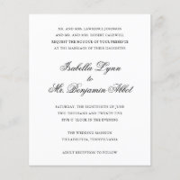 Invitación de boda tradicional en blanco y negro c
