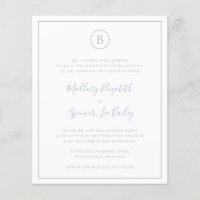 Invitación de boda tradicional polvorienta azul pr