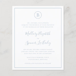 Flyer Invitación de boda tradicional polvorienta azul pr