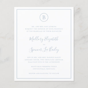 Flyer Invitación de boda tradicional polvorienta azul pr