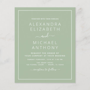 Flyer Invitación de boda verde salvia Presupuesto Follet