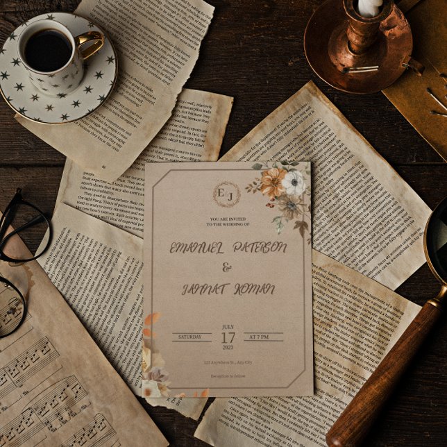 Flyer Invitación de Boda Vintage Marrón (Subido por el creador)