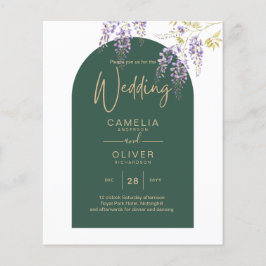 Flyer INVITACIÓN de boda WISTERIA Morado Dorado LeahG Gr