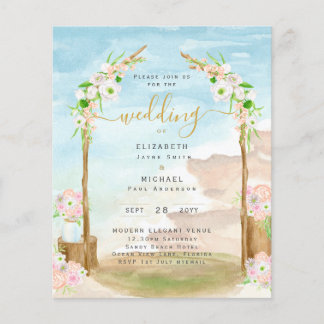 FLYER INVITACIÓN DE BODAS COSTERA PLAYERA PRESUPUESTO