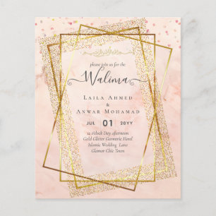 Flyer Invitación de bodas musulmanas con marco dorado pa